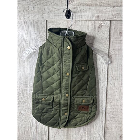 Fab Dog Outerwear Olive Quilted Barn Coat Lined Jacket For Dogs Size 16 Winter - Picture 1 of 7
